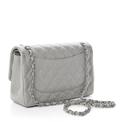 Chanel Caviar Quilted Jumbo Double Flap Light Grey 3 of 11