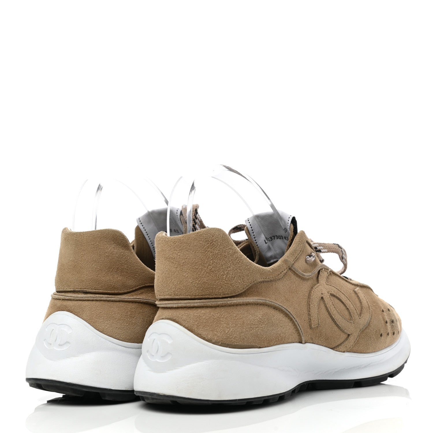 Chanel Suede Goatskin CC Sneakers 41 Dark Beige 4 of 8