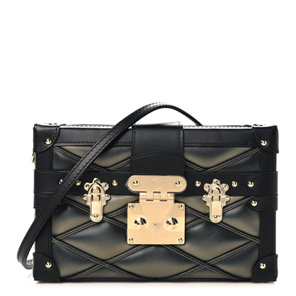 Louis Vuitton Lambskin Malletage Petite Malle Black Beige 1 of 10