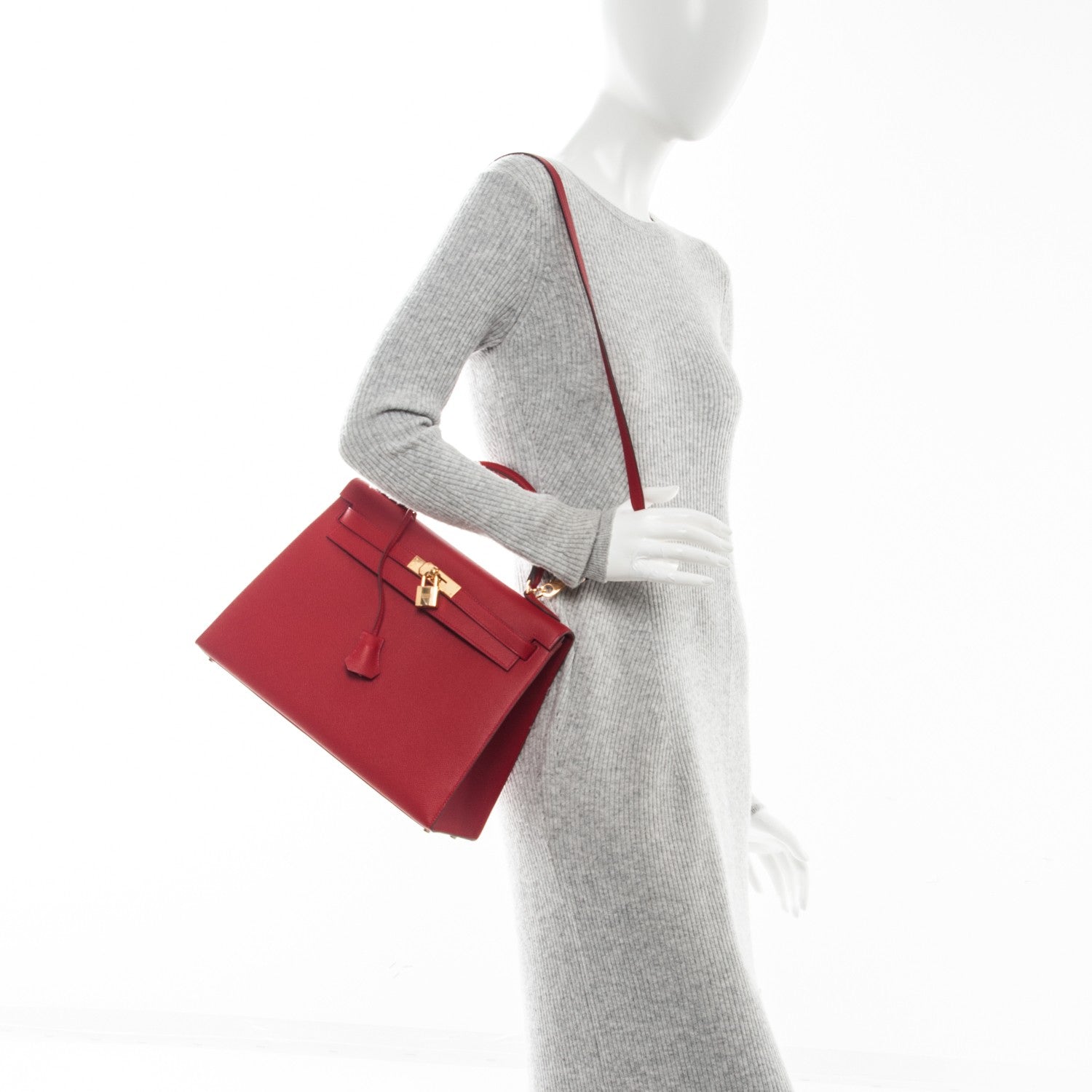 Hermes Epsom Kelly Sellier 32 Rouge Casaque 2 of 28
