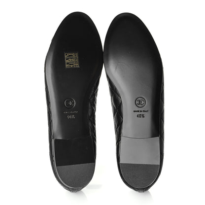 Chanel Aged Calfskin Quilted CC Cap Toe Ballerina Flats 40.5 Black 5 of 8