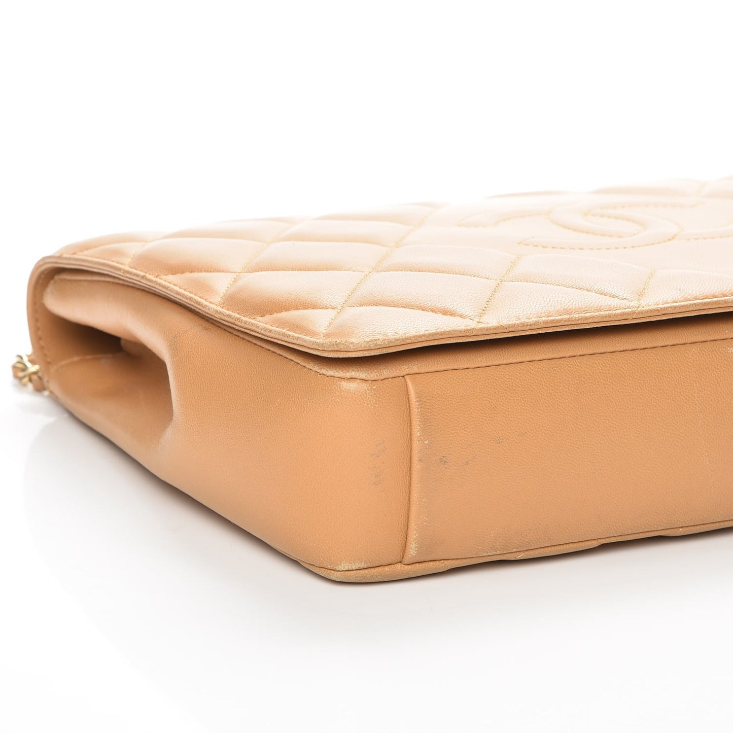 Lambskin Quilted Medium Diamond CC Flap Beige