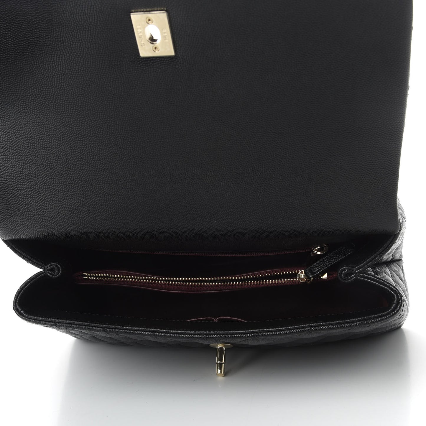 Caviar Quilted Small Coco Handle Flap Black