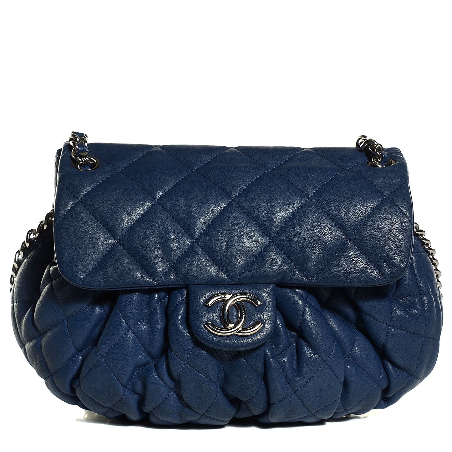 Washed Lambskin Medium Chain Around Messenger Navy Blue
