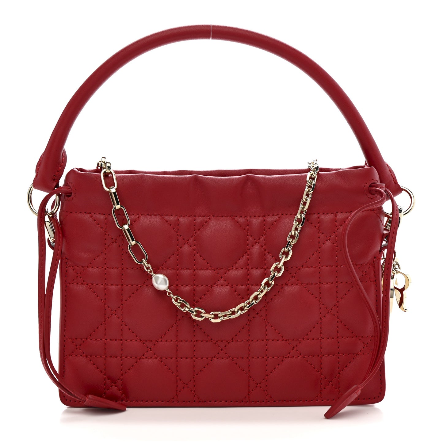 Lambskin Milly Mini Drawstring Bag Red