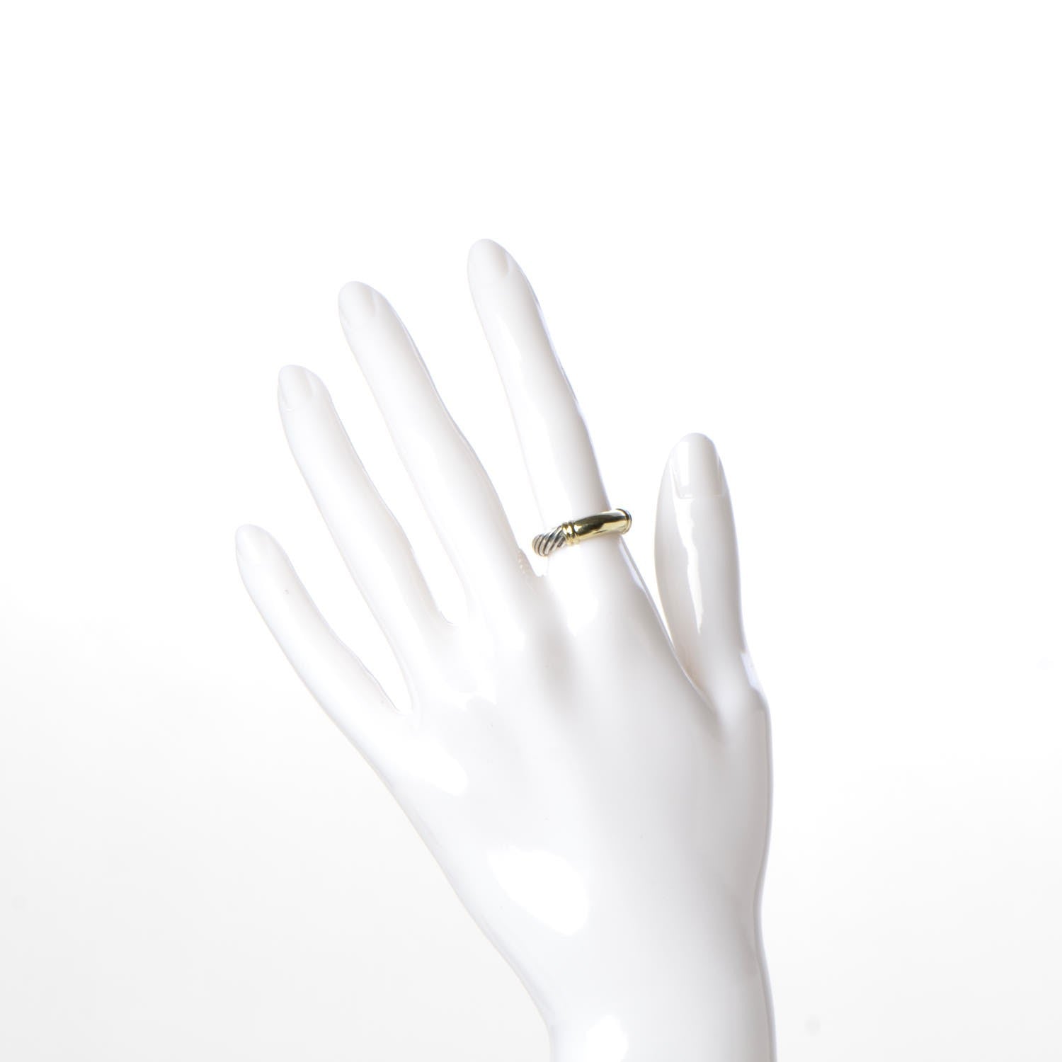 David Yurman Sterling Silver 14K Yellow Gold Metro Cable Ring 53 6.25 2 of 5
