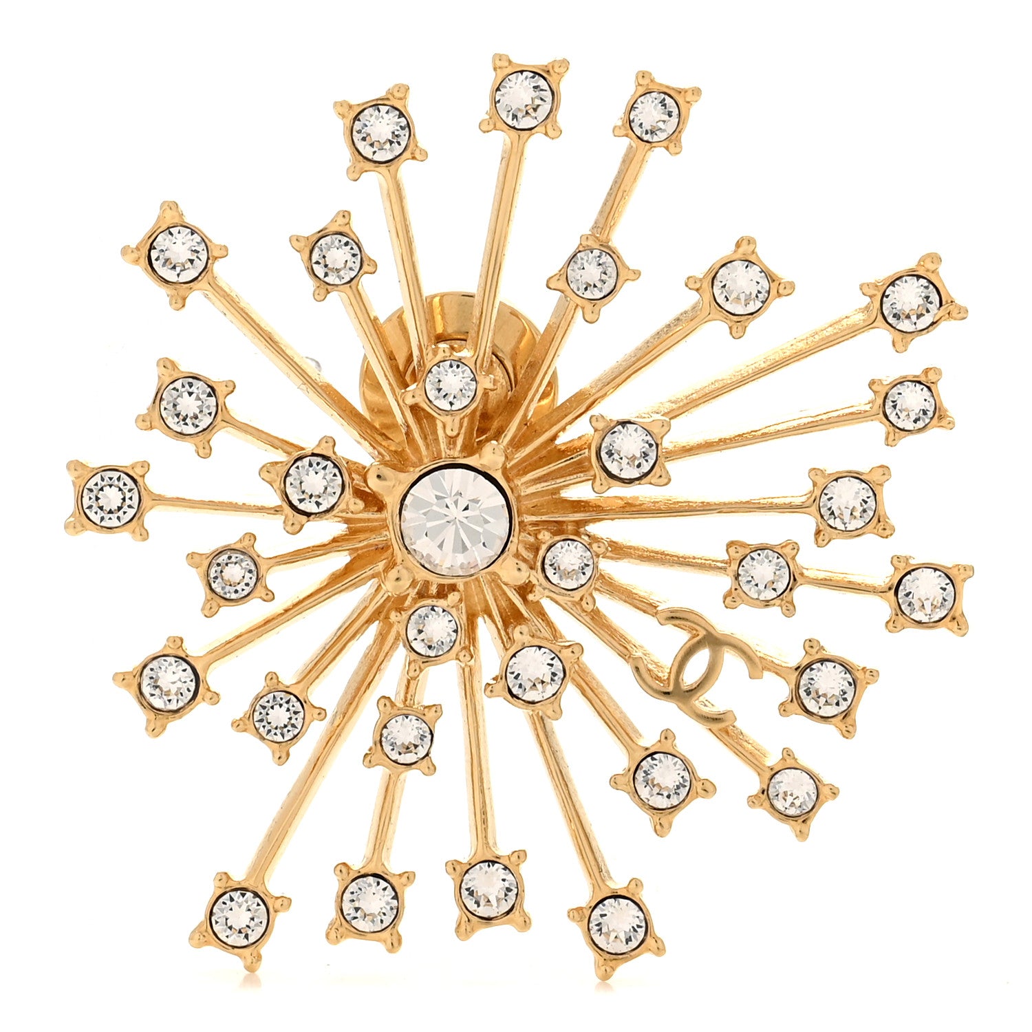 Chanel Metal Strass Starburst CC Brooch Gold 1 of 3