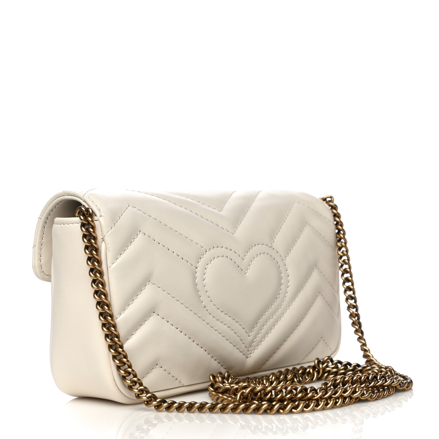 Calfskin Matelasse Super Mini GG Marmont Shoulder Bag White