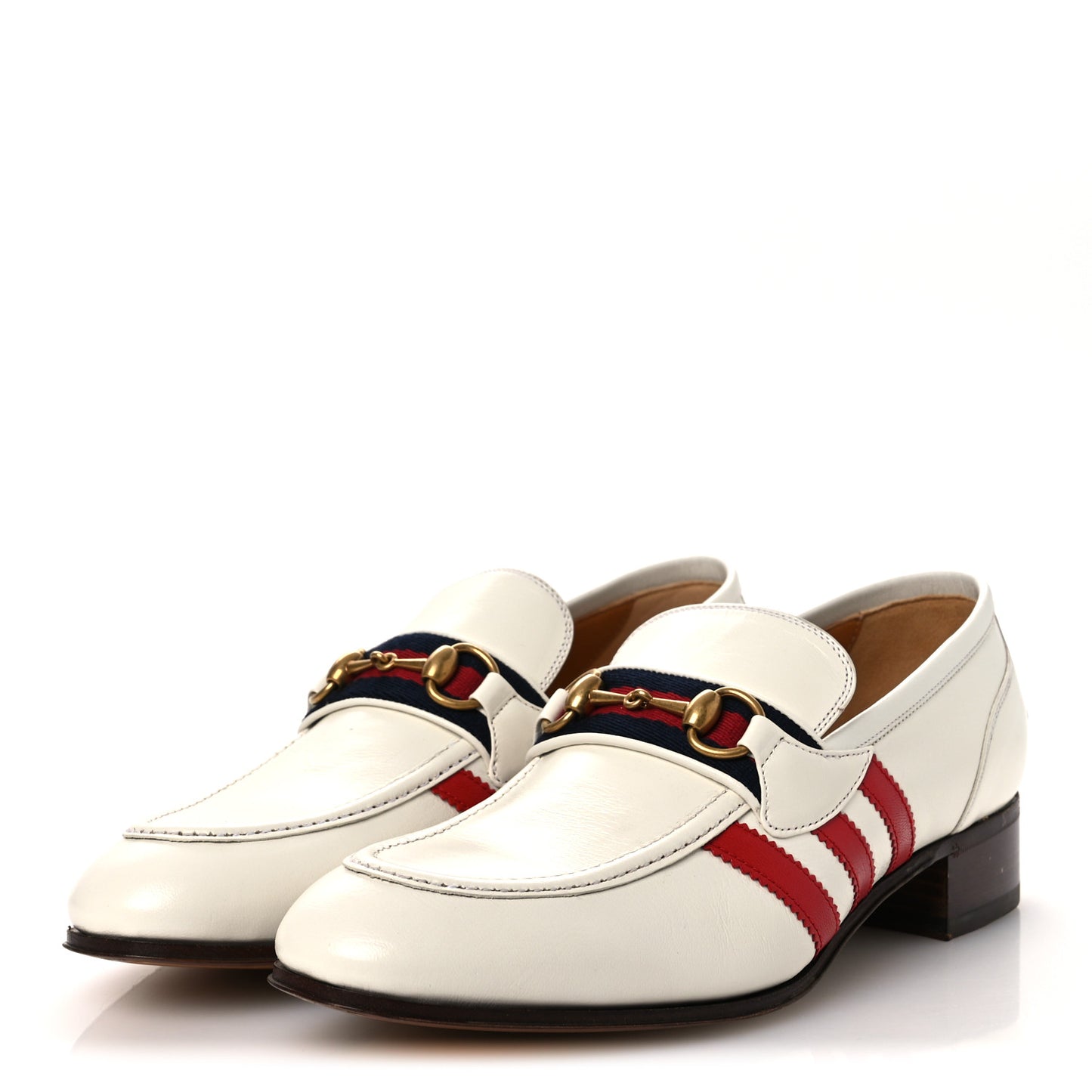 X ADIDAS Goatskin Web Mens Horsebit Loafers 9 White
