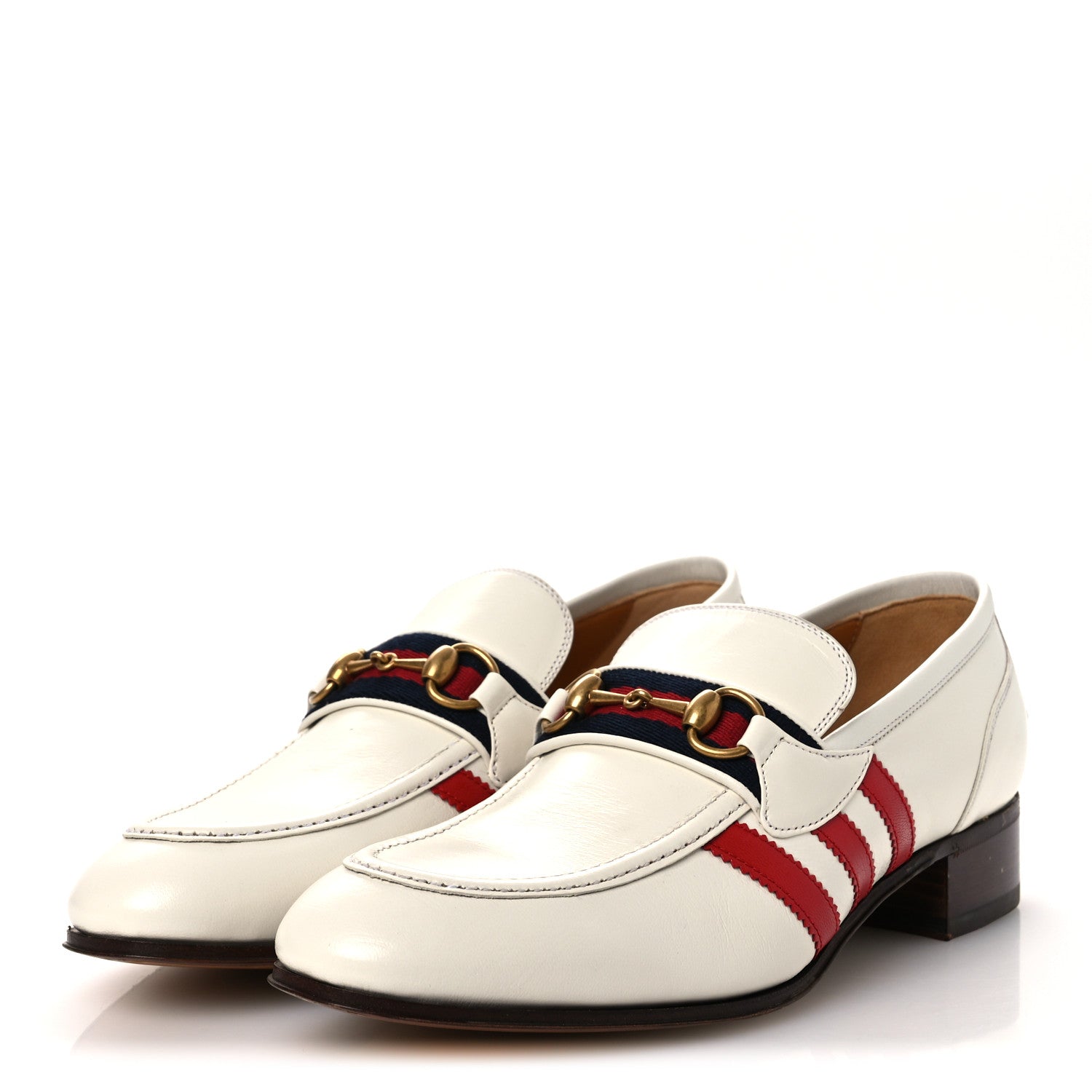 Gucci X ADIDAS Goatskin Web Mens Horsebit Loafers 9 White 4 of 12