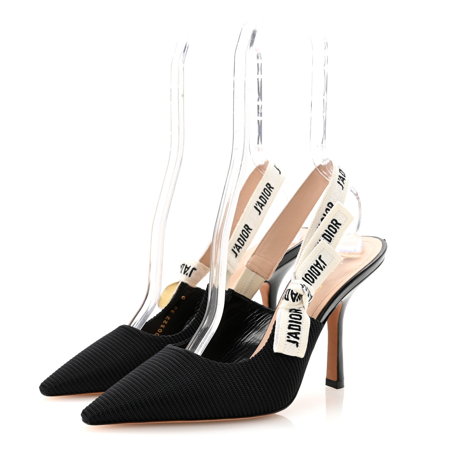 Christian Dior Technical Canvas Ribbon J Adior Slingback 100mm Pumps 38 Black 4 of 9