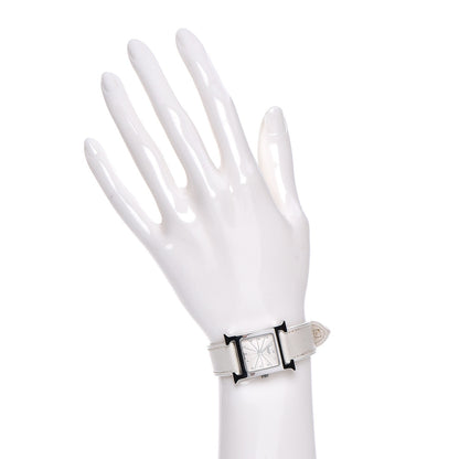 Hermes Stainless Steel Courchevel 21mm Heure H Hour Watch Blanc 2 of 8