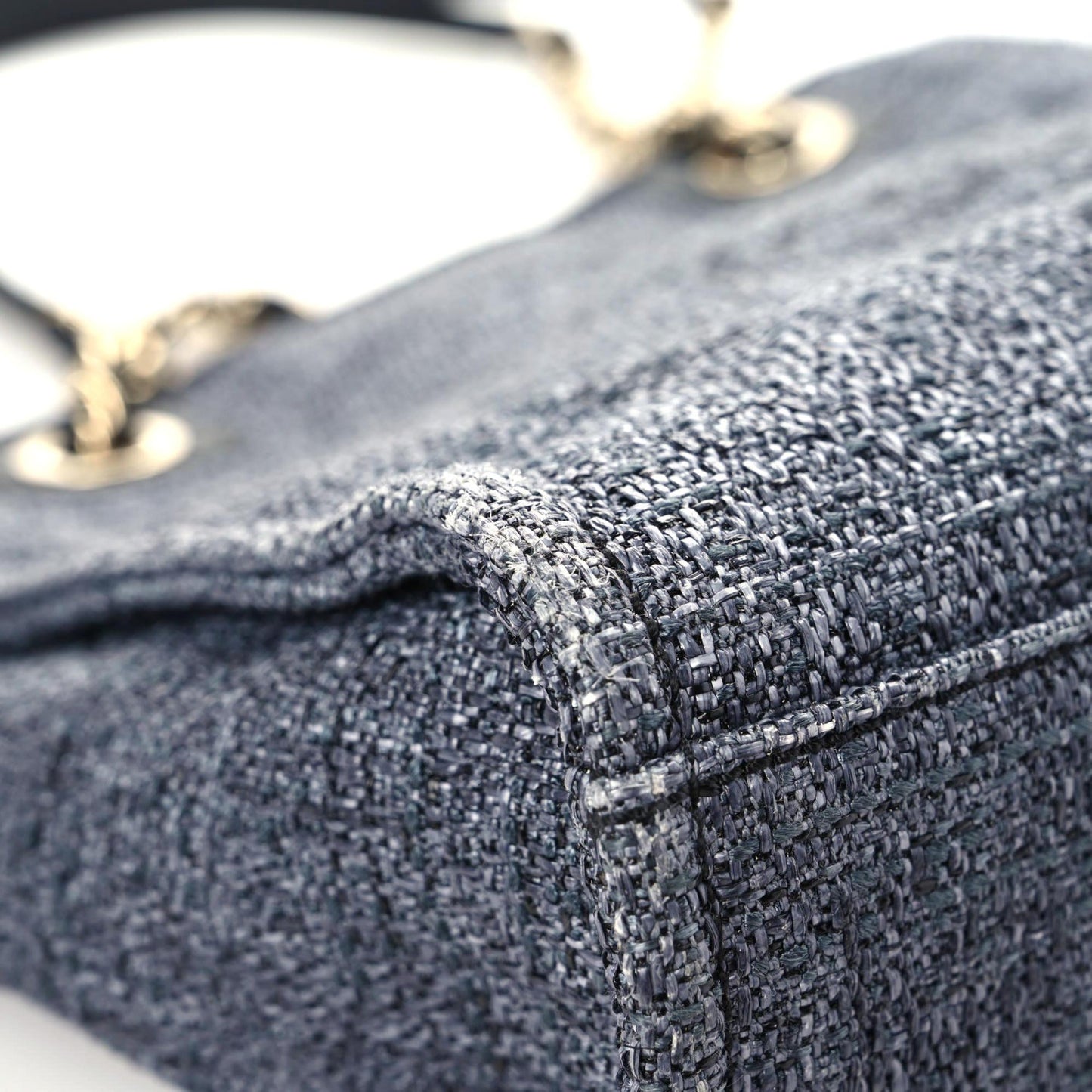 Lurex Boucle Mini Deauville Tote Blue