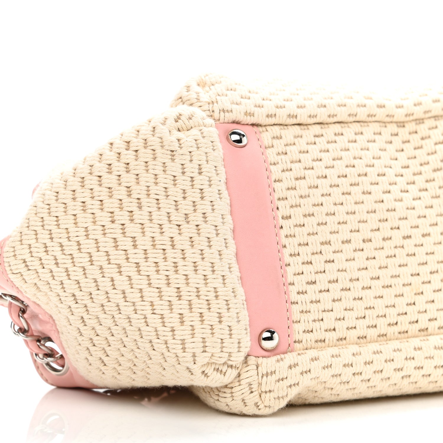 Chanel Canvas Woven Lambskin Lax Accordion Hobo Pink 9 of 11