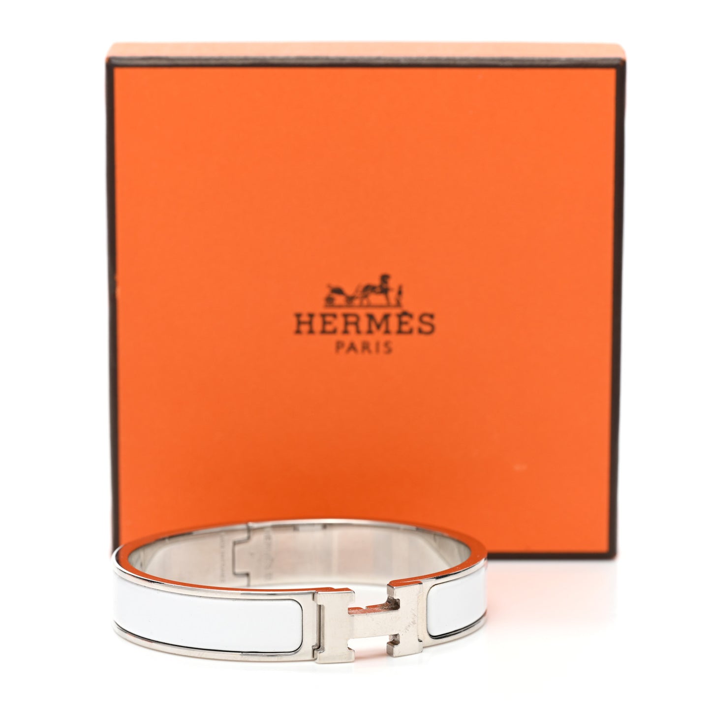 Enamel Narrow Clic Clac H Bracelet GM White