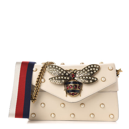 Gucci Nappa Pearl Studded Mini Queen Margaret Broadway Shoulder Bag Mystic White 1 of 12