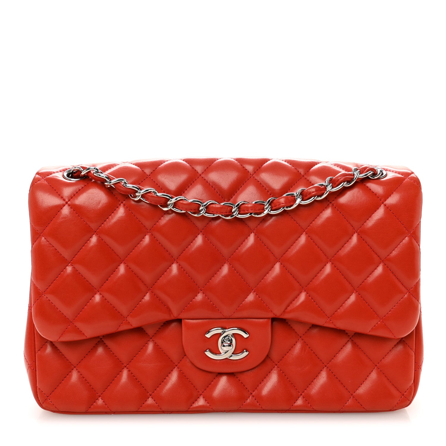 Chanel Lambskin Quilted Jumbo Double Flap Red 1 of 10