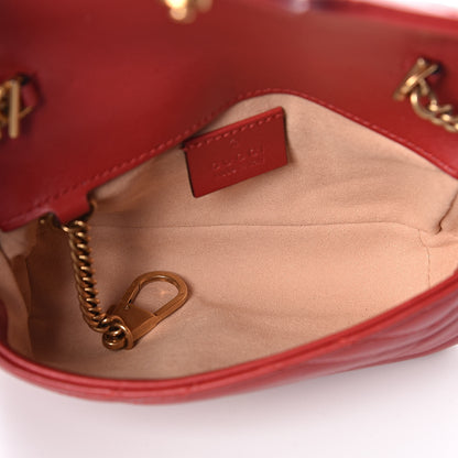 Gucci Calfskin Matelasse Super Mini GG Marmont Shoulder Bag Hibiscus Red 5 of 11
