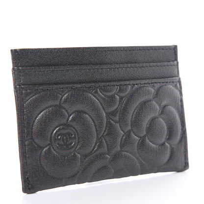 Chanel Goatskin Camellia Embossed Card Holder Grey 3 of 9