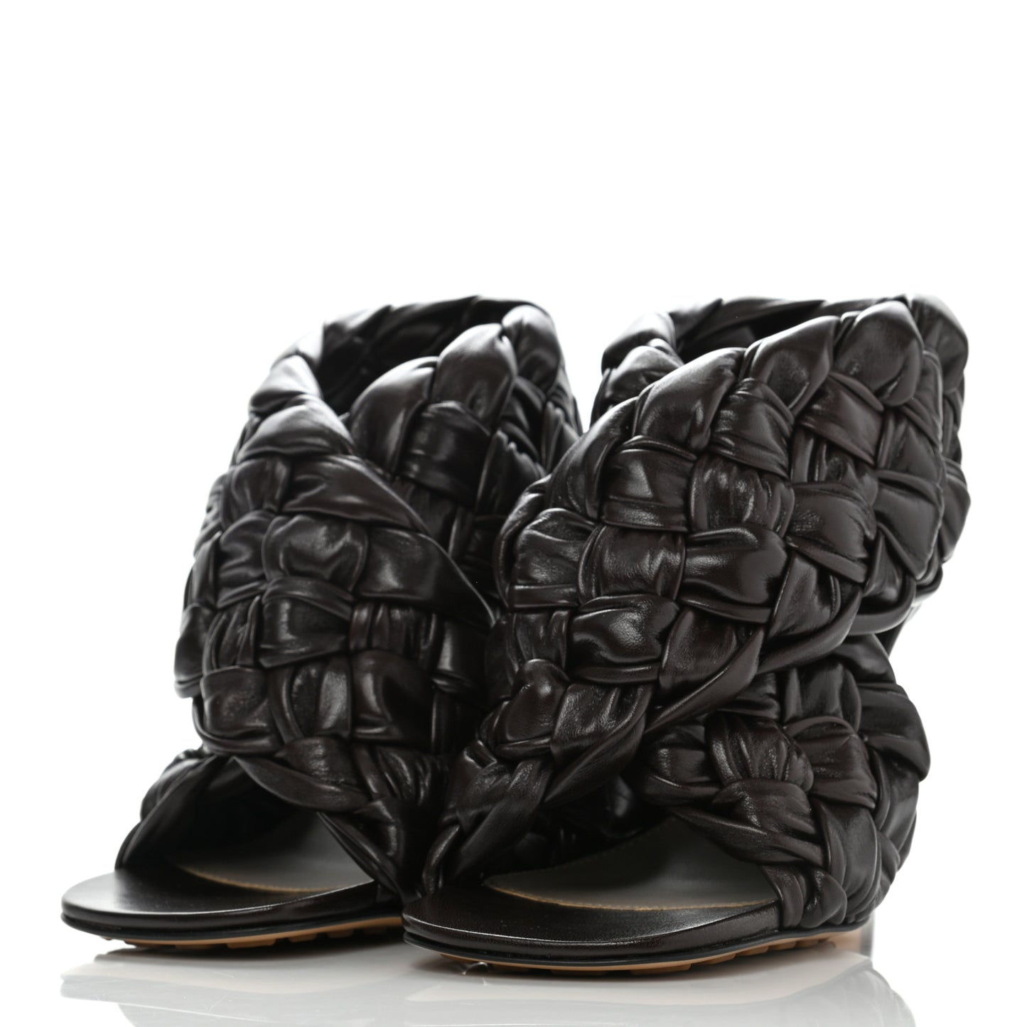 Shiny Nappa Intrecciato The Board Sandals 36 Chocolate
