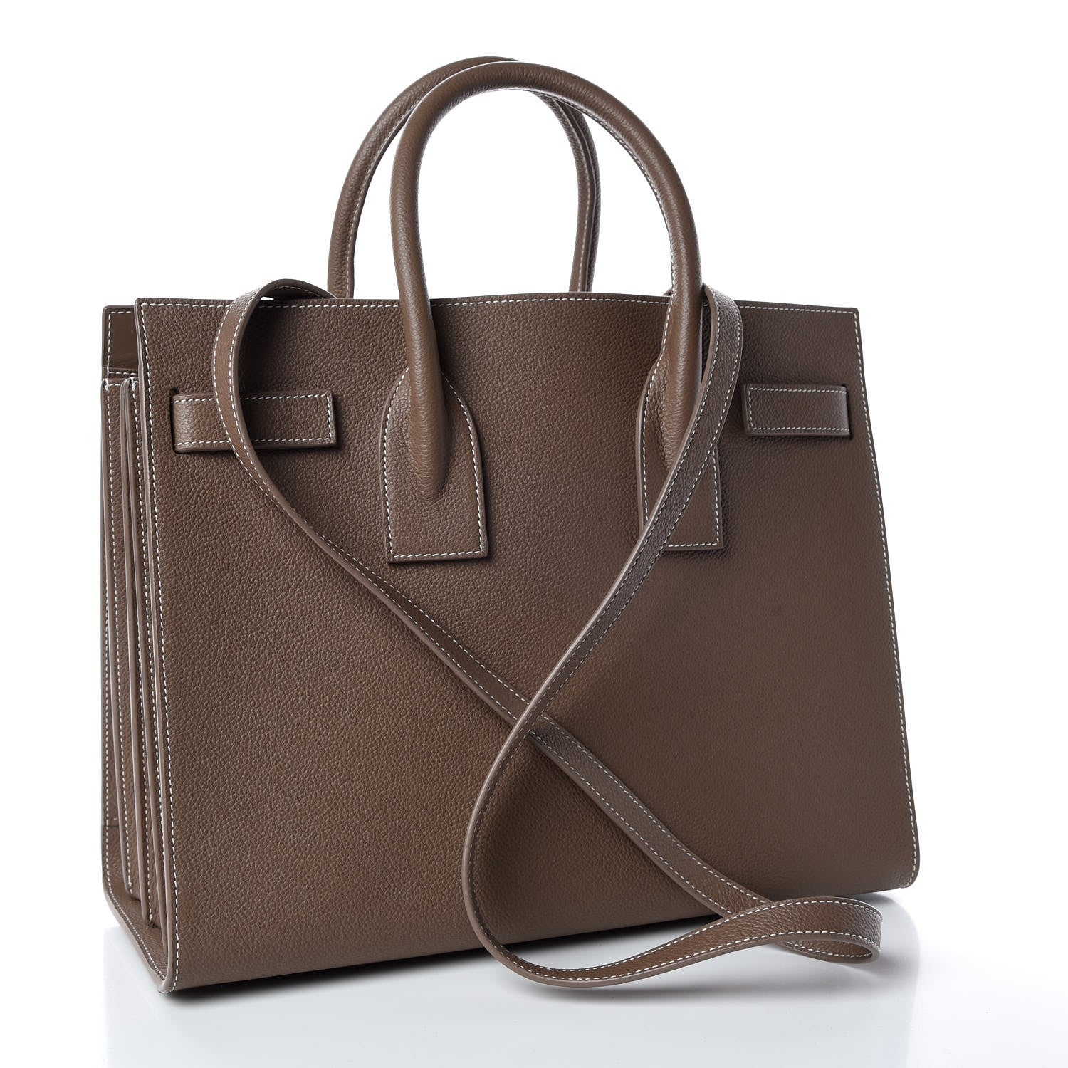 Saint Laurent Grained Calfskin Small Sac De Jour Taupe 3 of 9