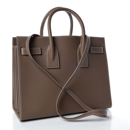 Saint Laurent Grained Calfskin Small Sac De Jour Taupe 3 of 9