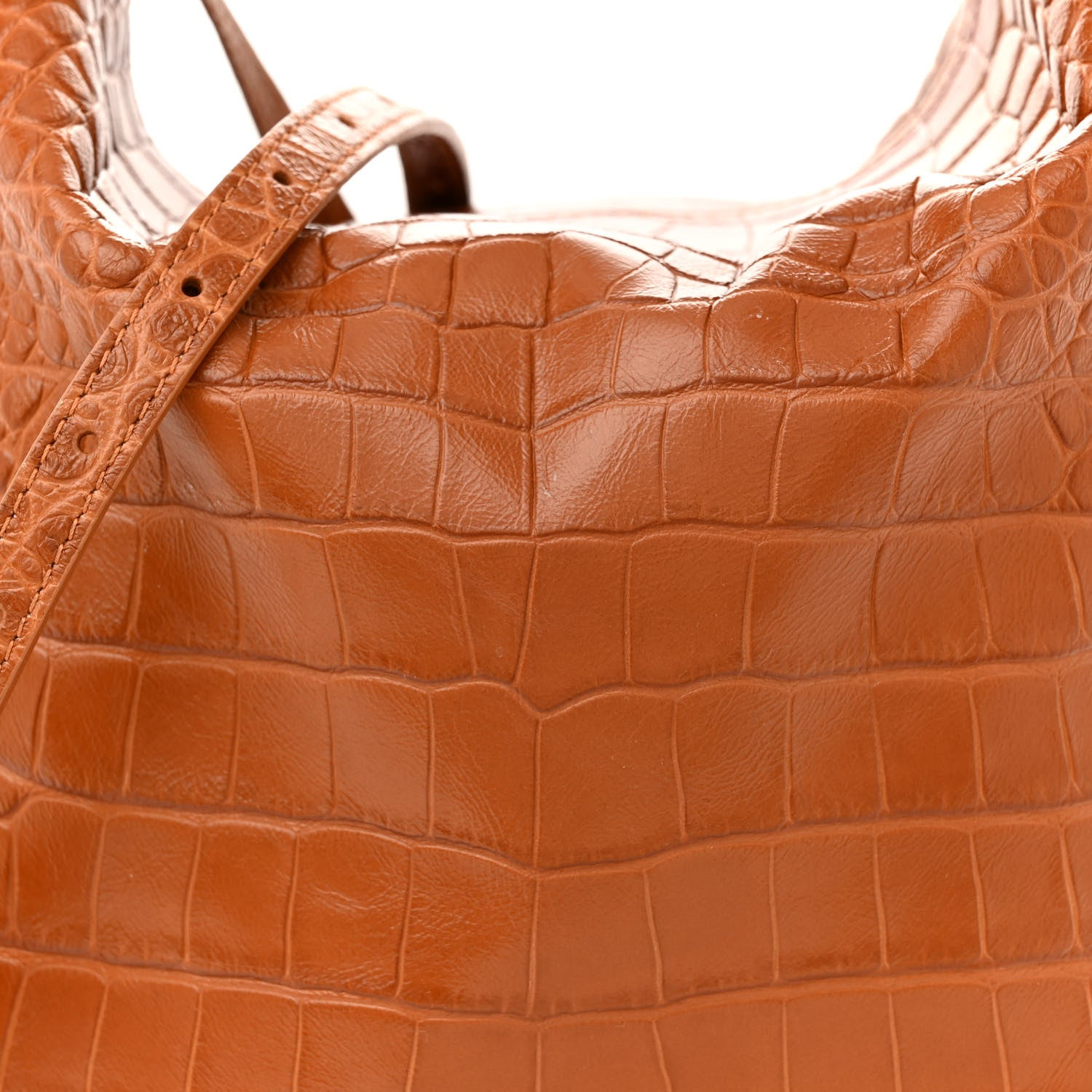 Balenciaga Extra Supple Calfskin Crocodile Embossed Small Tool 2.0 North-South Tote Camel 9 of 15