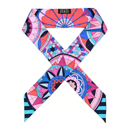 Hermes Silk Rose de Compas Twilly Turquoise Fuchsia Bleu 1 of 4