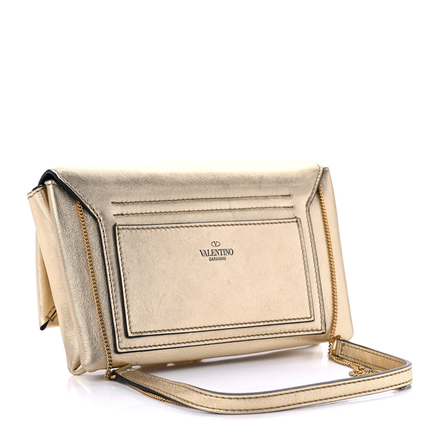 Metallic Calfskin Maison Gryphons Shoulder Bag Dark Gold