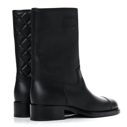 Chanel Calfskin Quilted CC Boots 36 Black 4 of 11