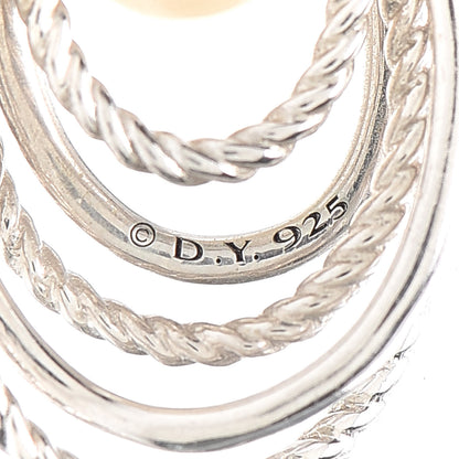 David Yurman Sterling Silver Pearl Diamond Crossover Cable Drop Earrings 4 of 4
