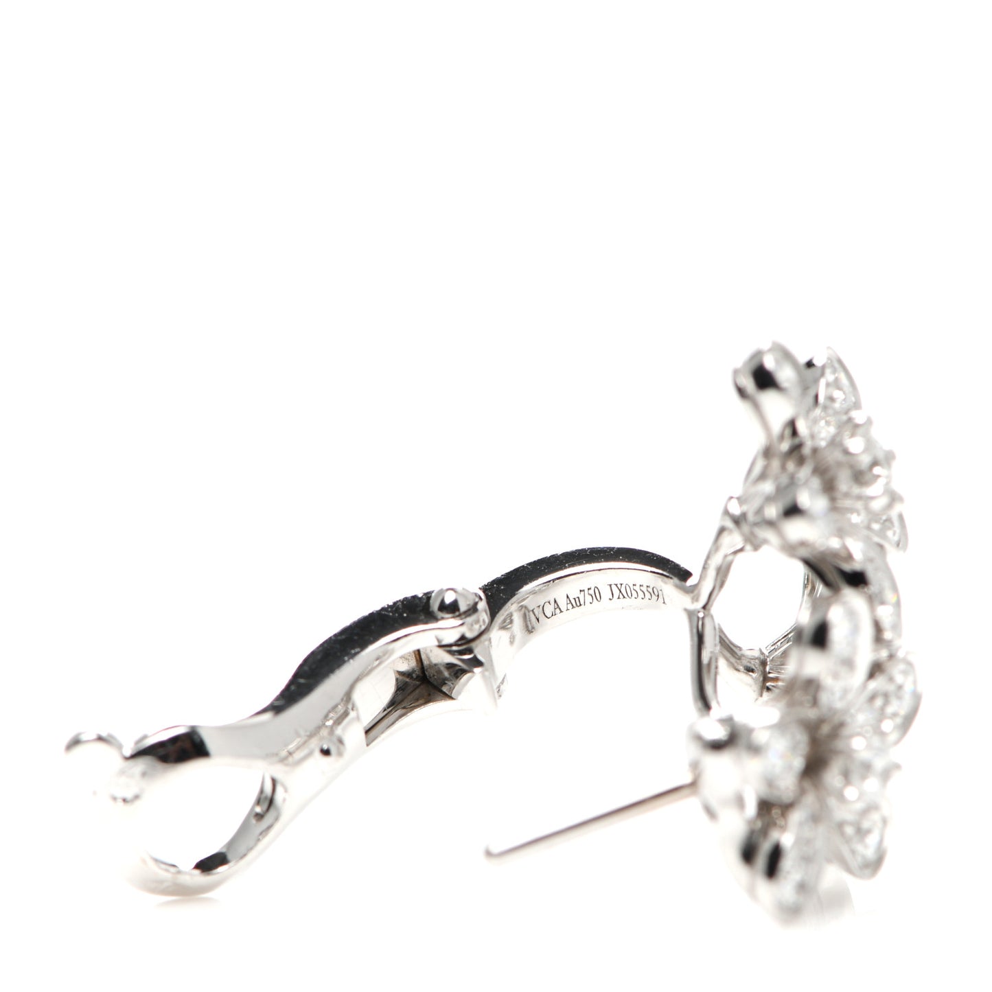 18K White Gold Diamond Socrate 3 Flowers Earrings