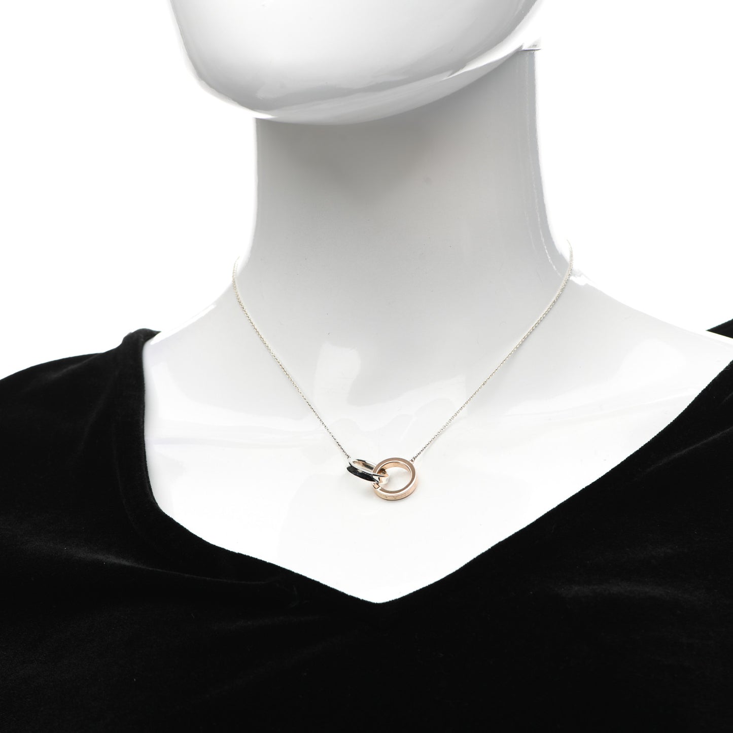 Sterling Silver 18K Rose Gold 1837 Interlocking Circles Pendant Necklace