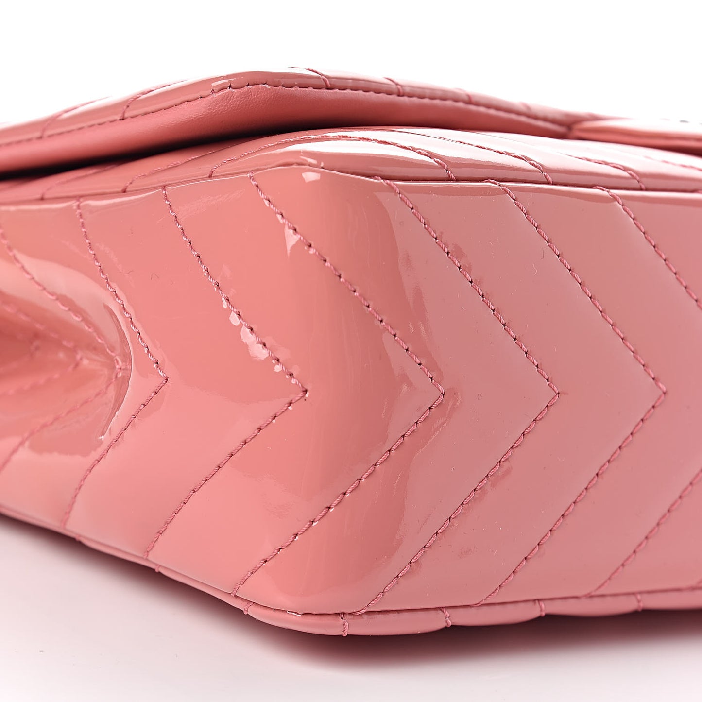 Patent Chevron Quilted Jumbo Single Flap Pink