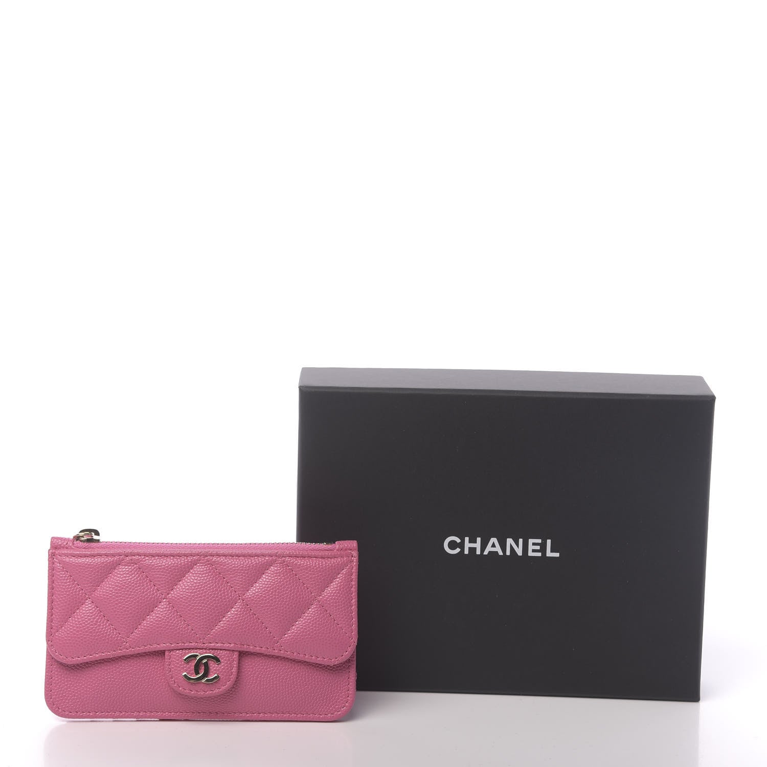 Chanel Caviar Quilted Flap Zip Card Holder Pink 8 of 8