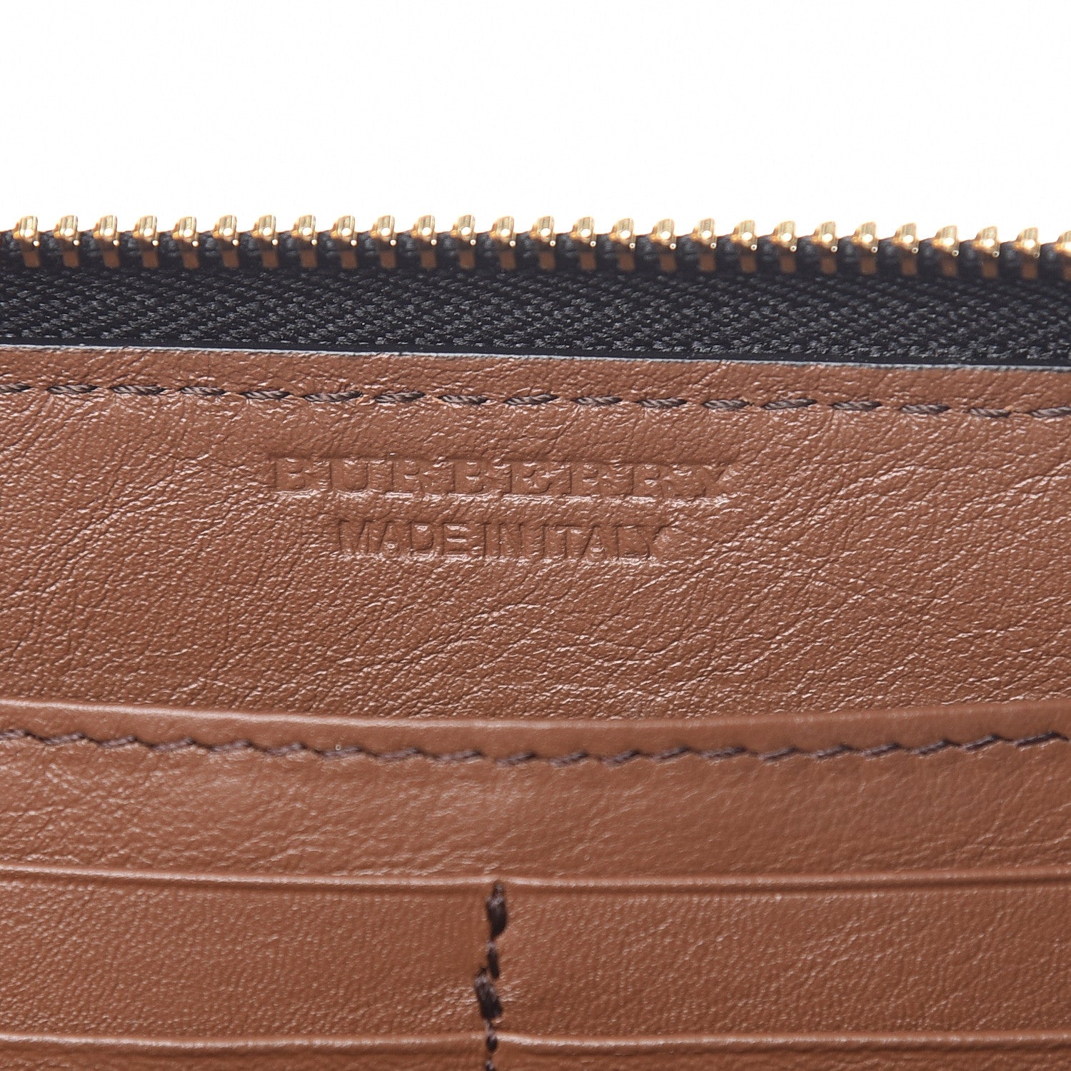 Burberry Signature Grain Calfskin Soft Renfrew Zip Around Wallet Tan 7 of 15