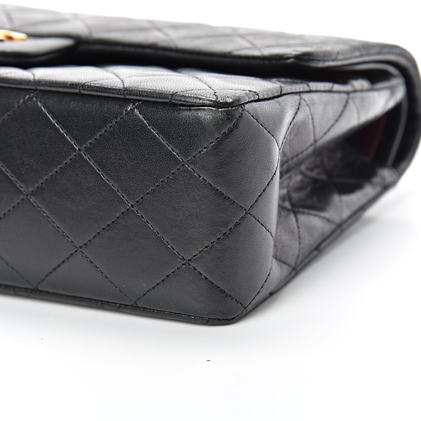Lambskin Quilted Medium Double Flap Black