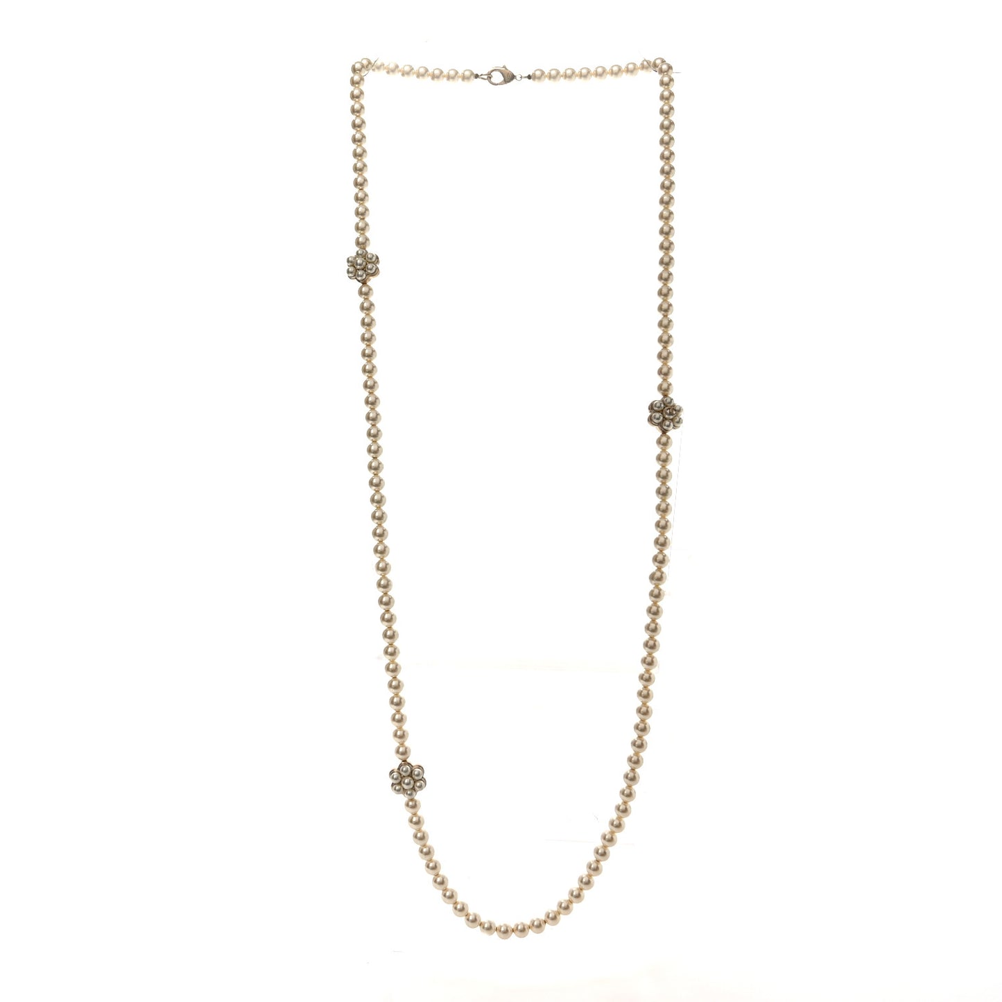 Pearl CC Camellia Long Necklace Gold