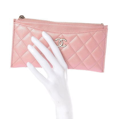 Chanel Iridescent Caviar Quilted Classic Zip Pouch Rose Pink 2 of 7