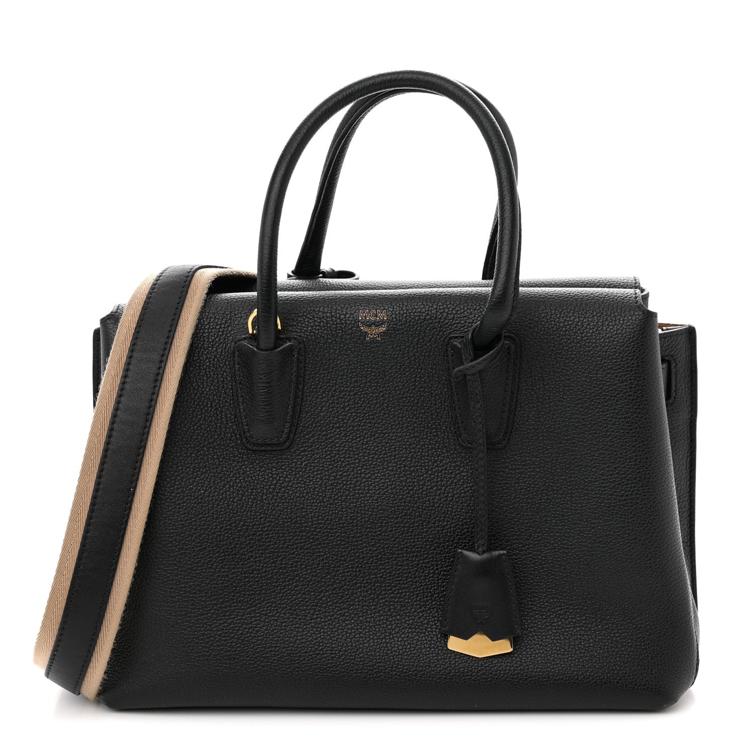 MCM Grained Calfskin Medium Milla Tote Black 1 of 11