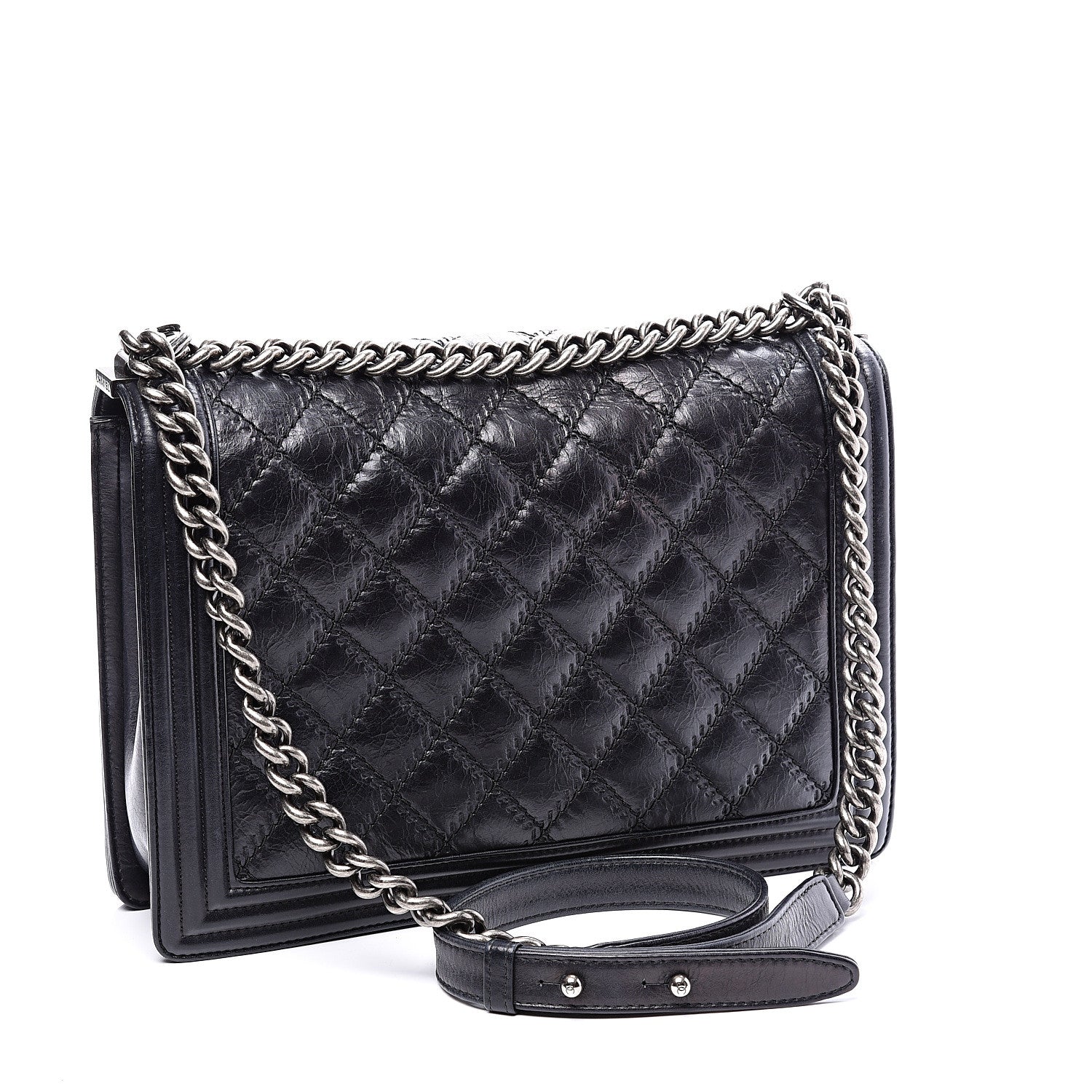 Chanel Calfskin Embossed Stitch Large Boy Flap Black 2 of 10