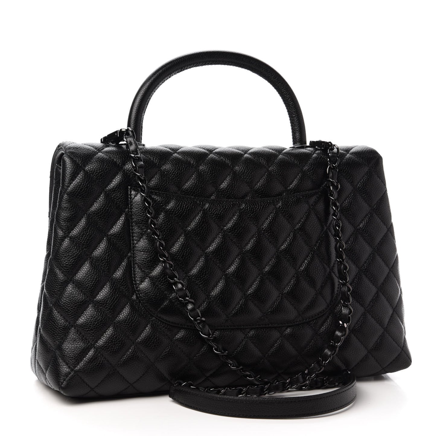 Caviar Quilted Medium Coco Handle Flap So Black