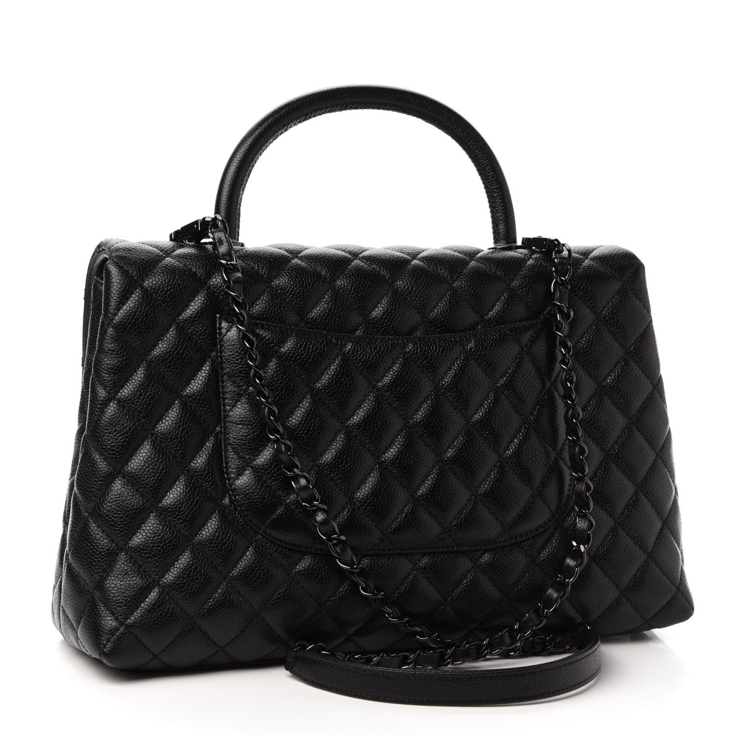 Chanel Caviar Quilted Medium Coco Handle Flap So Black 3 of 11