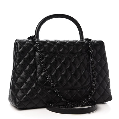 Chanel Caviar Quilted Medium Coco Handle Flap So Black 3 of 11