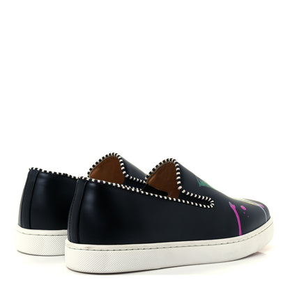Christian Louboutin Calfskin Womens Loubi Love Flat Sneakers 35.5 Black Multicolor 4 of 13