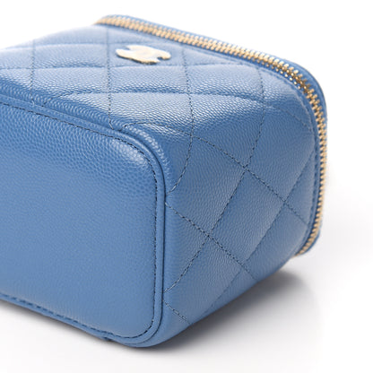 Chanel Caviar Quilted Mini Vanity Case With Chain Blue 8 of 9