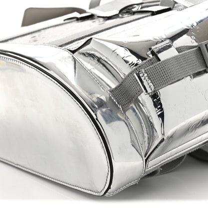 Gucci Mirror Effect GG Monogram Appia Calfskin Web Double Buckle Backpack Silver 10 of 10