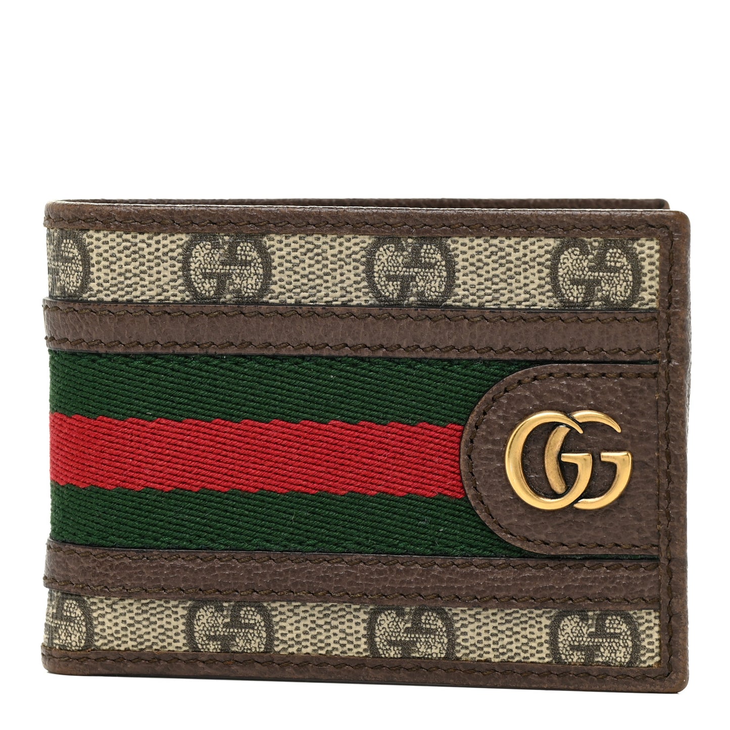 GG Supreme Monogram Web Mens Ophidia Bi-Fold Wallet Beige New Acero