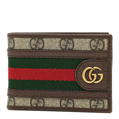 Gucci GG Supreme Monogram Web Mens Ophidia Bi-Fold Wallet Beige New Acero 1 of 15
