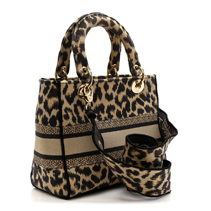 Christian Dior Canvas Medium Mizza Embroidered Lady D-Lite Beige Multicolor 3 of 14